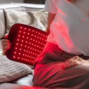 Red Light Therapy for Pain Relief Woman using red light therapy at home